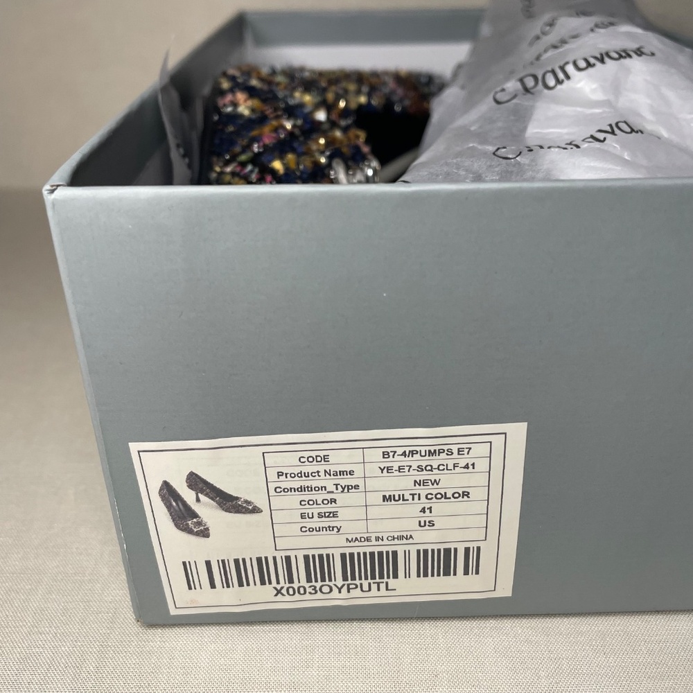 C. Paravano Multicolor Tweed Pointed Toe Heels w/ Crystal Buckle EU 41 (US 10) - Picture 15 of 16